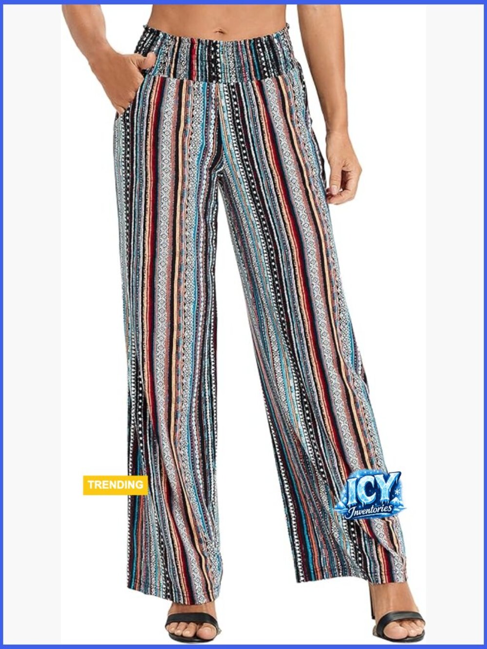 Wide Leg Palazzo Pants with Pockets High Waisted Boho Beach Yoga Pants